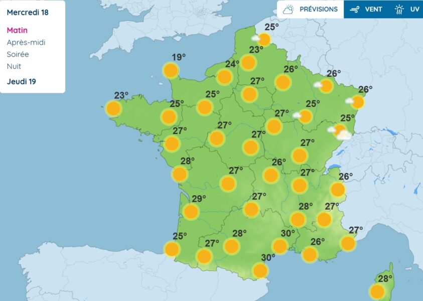 Météo : jusqu'à 35 degrés attendus ce mercredi, voici les régions où il fera le plus chaud Météo