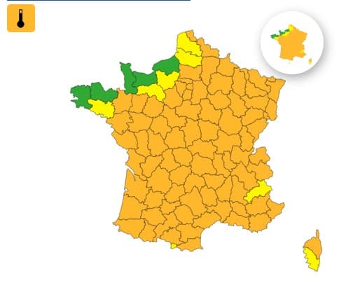 Canicule : 84 départements placés en vigilance orange, du jamais vu depuis 2001 Canicule