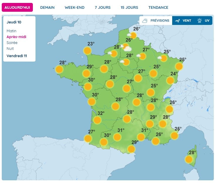 Météo : Un dôme de chaleur s'installe sur la France, les températures en hausse à partir de ce jeudi 10 juillet Météo
