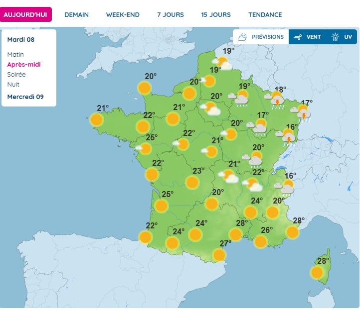 Météo : orages attendus dans plusieurs départements ce mardi 8 juillet Météo