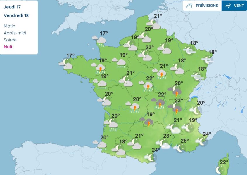 Météo : averses dans le nord et jusqu'à 35° attendus dans le sud Météo