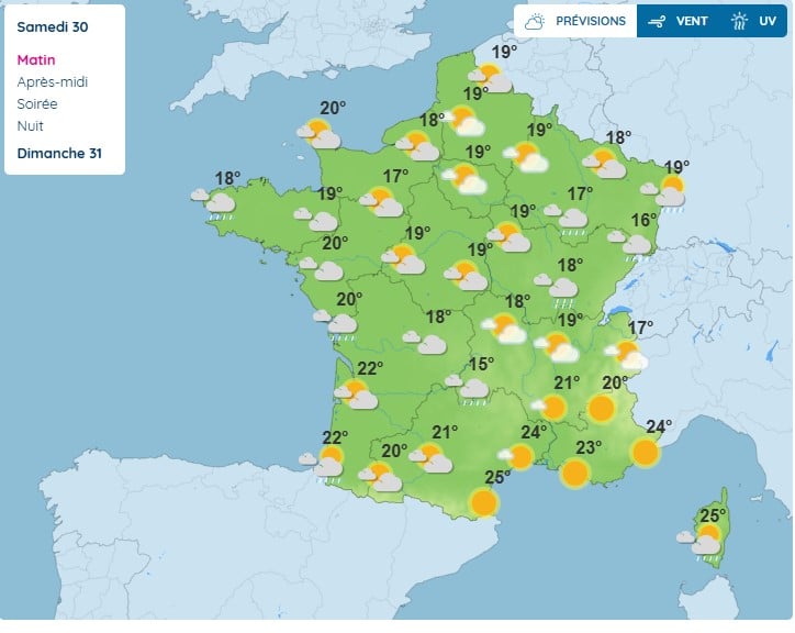 Météo : temps automnal avec des vents violents et orages au rendez-vous ce samedi 30 août Météo