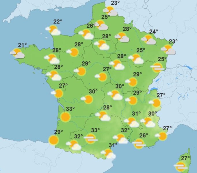 Météo : La chaleur s’installe au sud, ciel menaçant et vent puissant au nord Météo