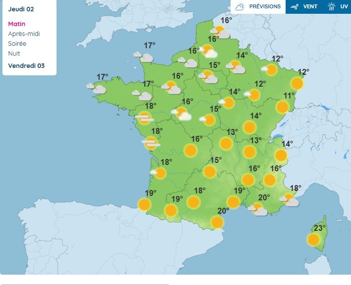 Météo : temps largement ensoleillé, en attendant l'arrivée des vents violents Météo