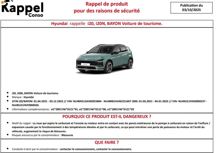 Panne soudaine, moteur coupé : Hyundai lance un rappel massif en France Automobile