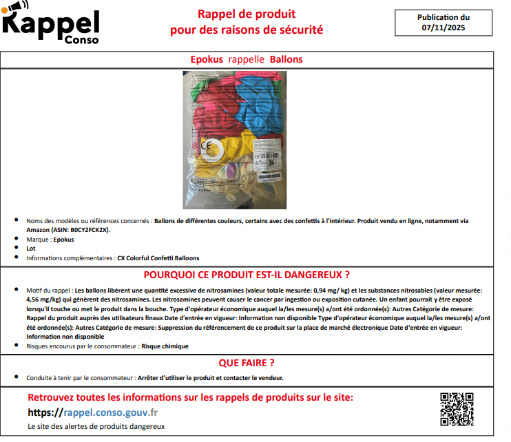 Amazon : Rappel urgent de ballons d'anniversaire en raison de substances cancérogènes Ballons