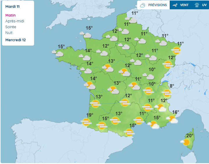Météo : soleil, nuages, vent et pluie, un temps contrasté attendu ce mardi 11 novembre Météo