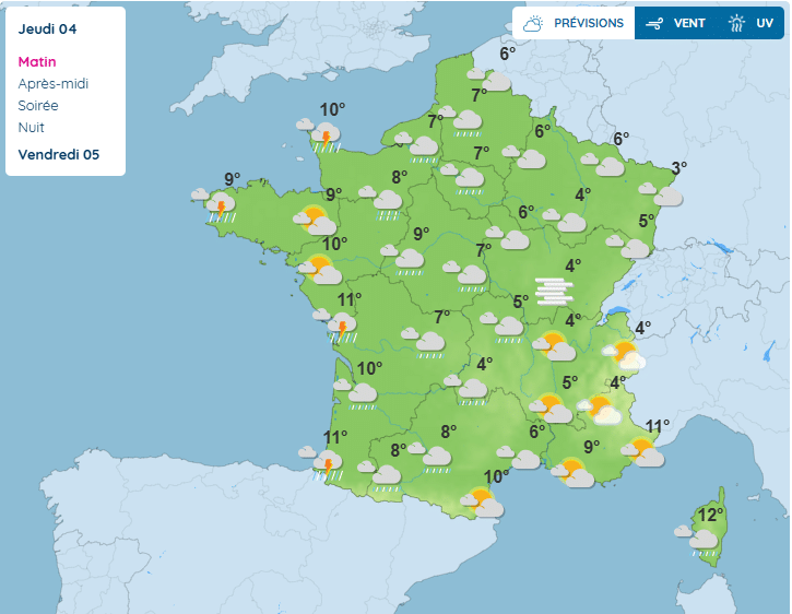 Météo : une nouvelle perturbation se dirige vers la France, pluies, averses et neige attendus