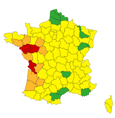 Météo : pluies diluviennes, 3 départements en vigilance rouge, 9 en orange pour crues Météo