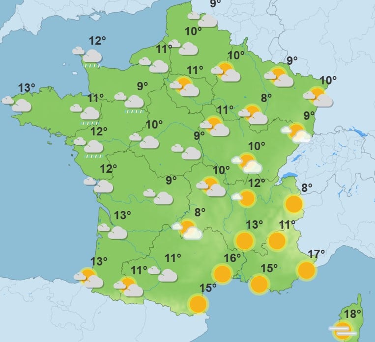 Météo : soleil, nuages et pluie… la France coupée en deux ce vendredi Météo