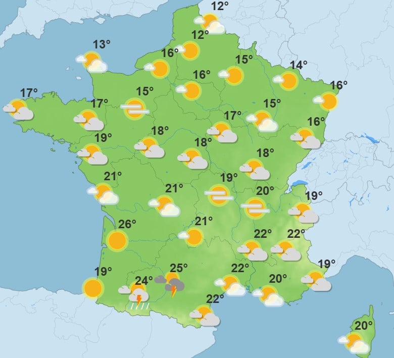 Météo : des orages possibles malgré un temps globalement calme, voici les régions concernées Météo