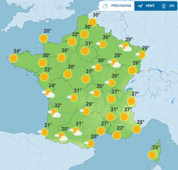 Météo : la France sous un dôme de chaleur, des températures jusqu’à 35°C attendues Météo