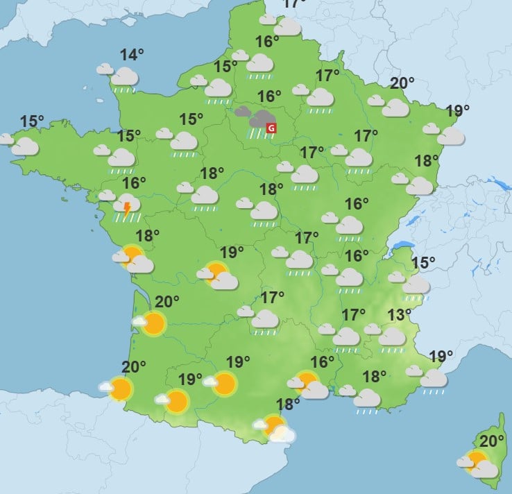 Météo : violents orages, pluie et grêle ce dimanche, 83 départements placés en vigilance jaune Météo