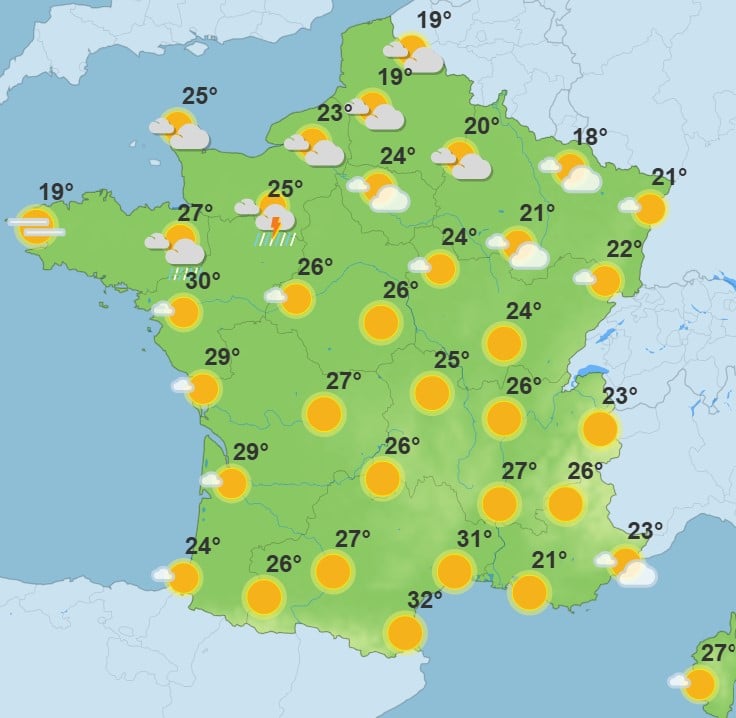 Météo : jusqu’à 35°C attendus ce lundi, où fera-t-il le plus chaud ? Météo