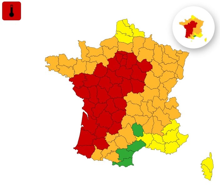 Météo : une canicule d’une rare intensité touche la France, record de départements en alerte rouge ce dimanche Canicule