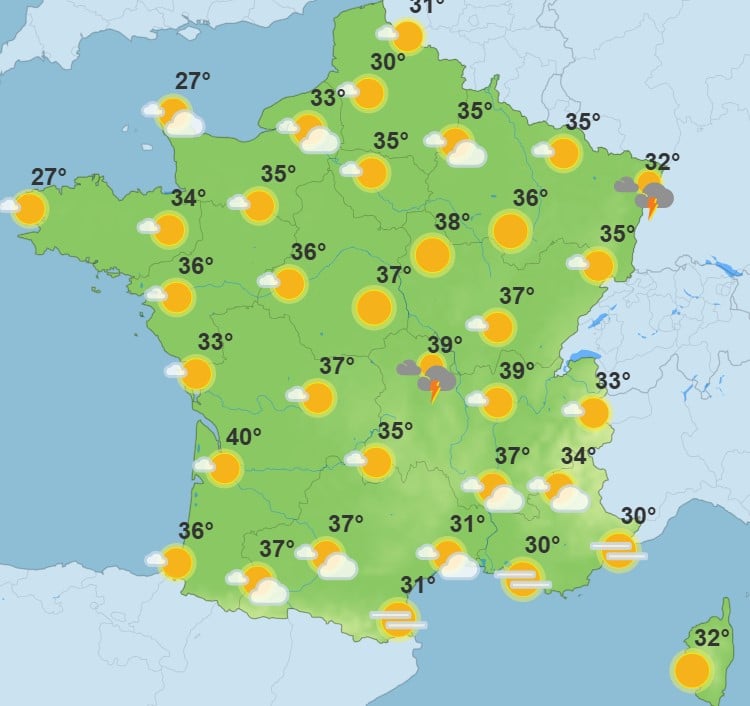 Météo : une canicule d’une rare intensité touche la France, record de départements en alerte rouge ce dimanche Canicule