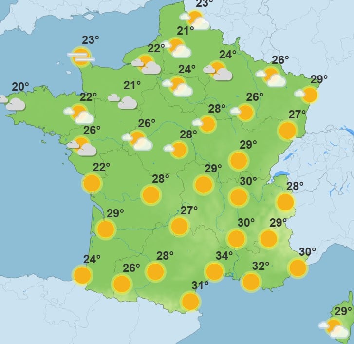 Météo : la France coupée en deux entre pluie, vent fort et canicule locale Météo