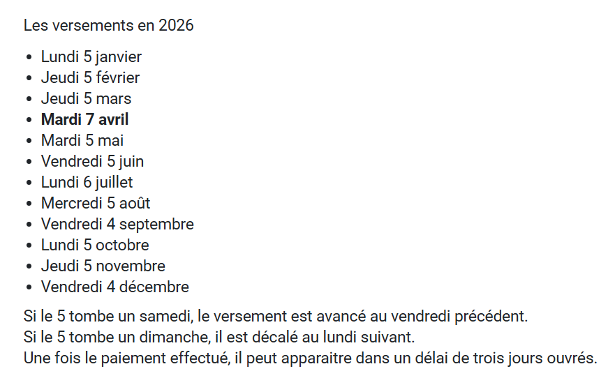 Calendrier 2026 versements caf Caf : voici la date de versement des aides en novembre